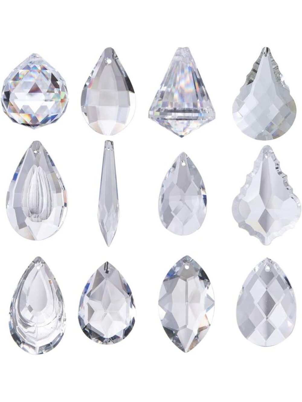 12 Pcs Clear Crystal Prism Chandelier Pendants | Suncatcher Home Decor